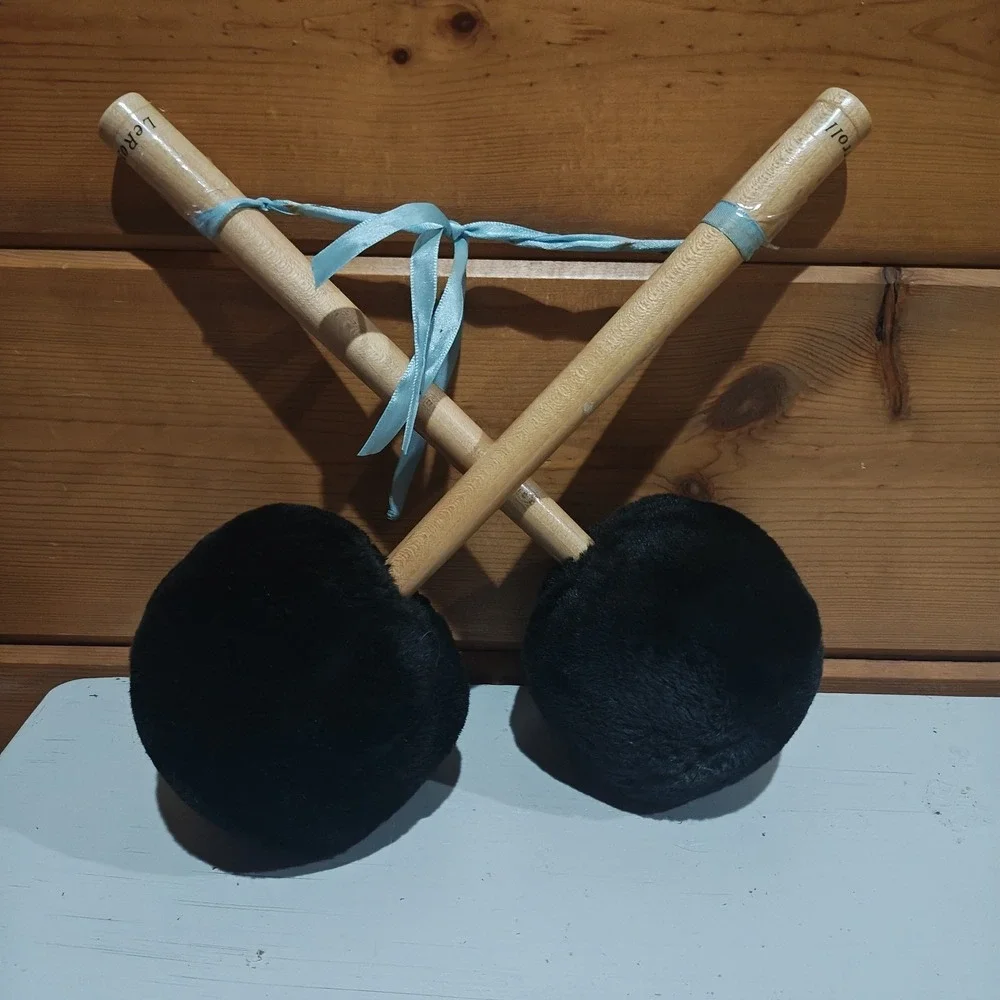 Set of 2 Unbranded Plush Bass Drum Mallets Black B2